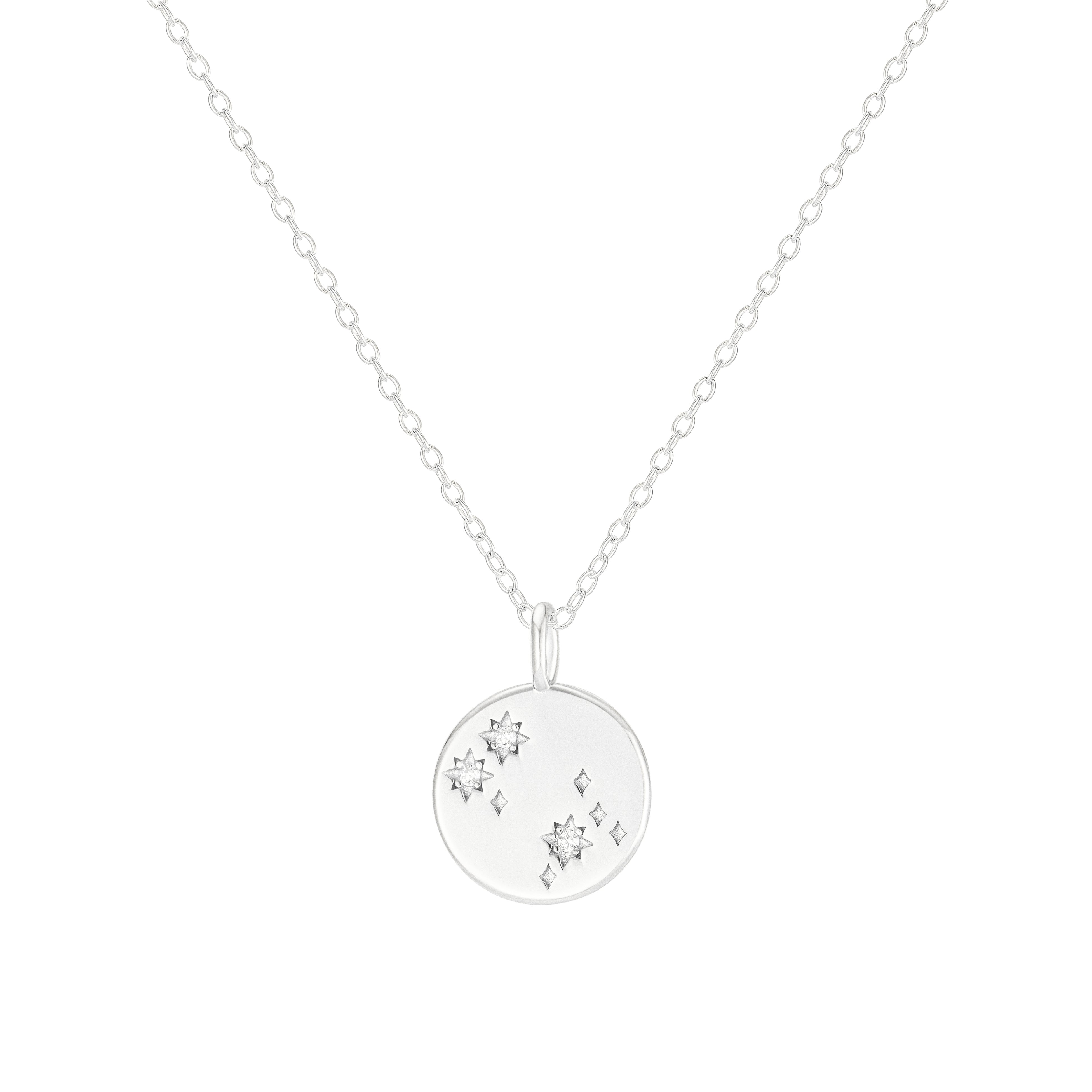 Silver Gemini Zodiac Constellation Necklace