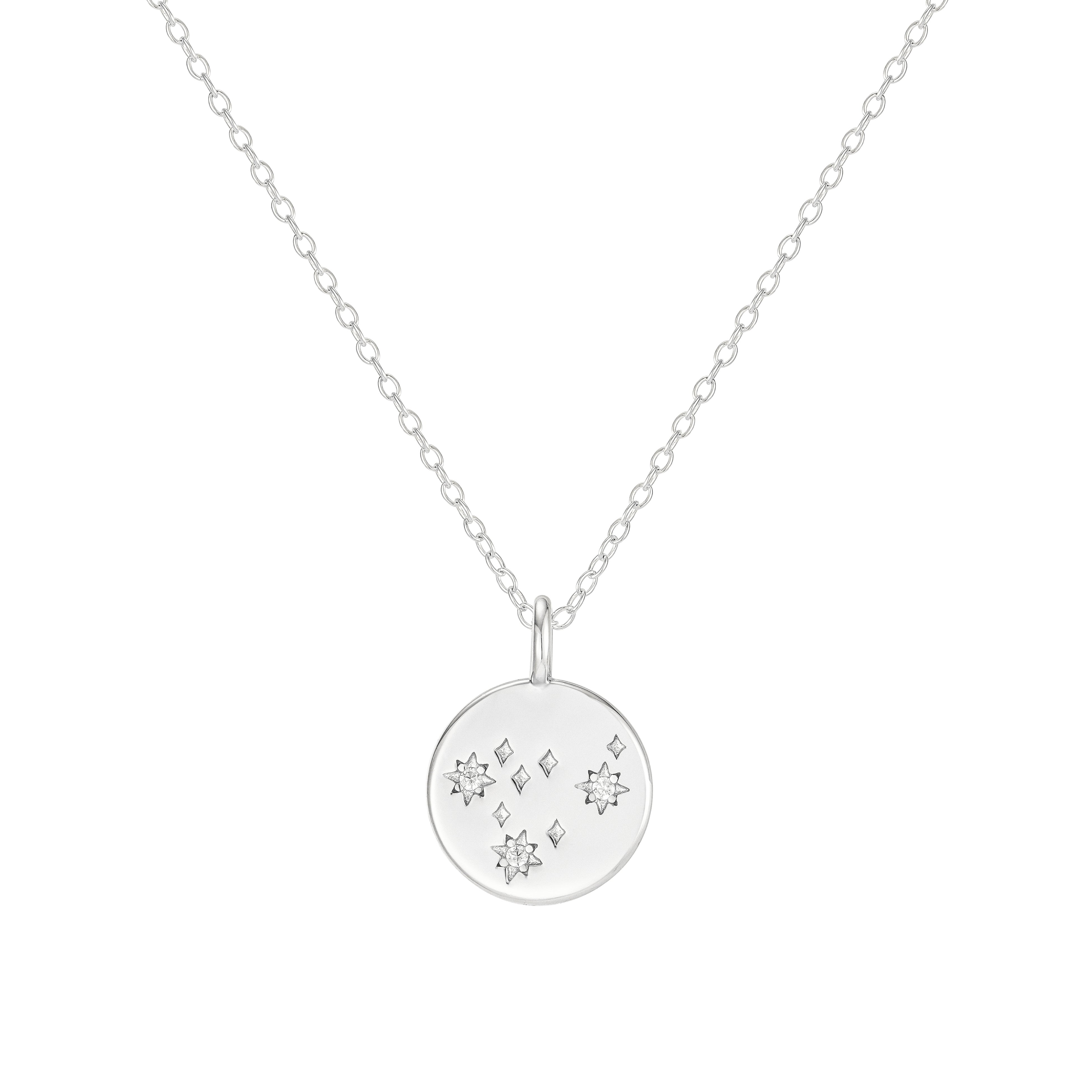 Silver Leo Zodiac Constellation Necklace