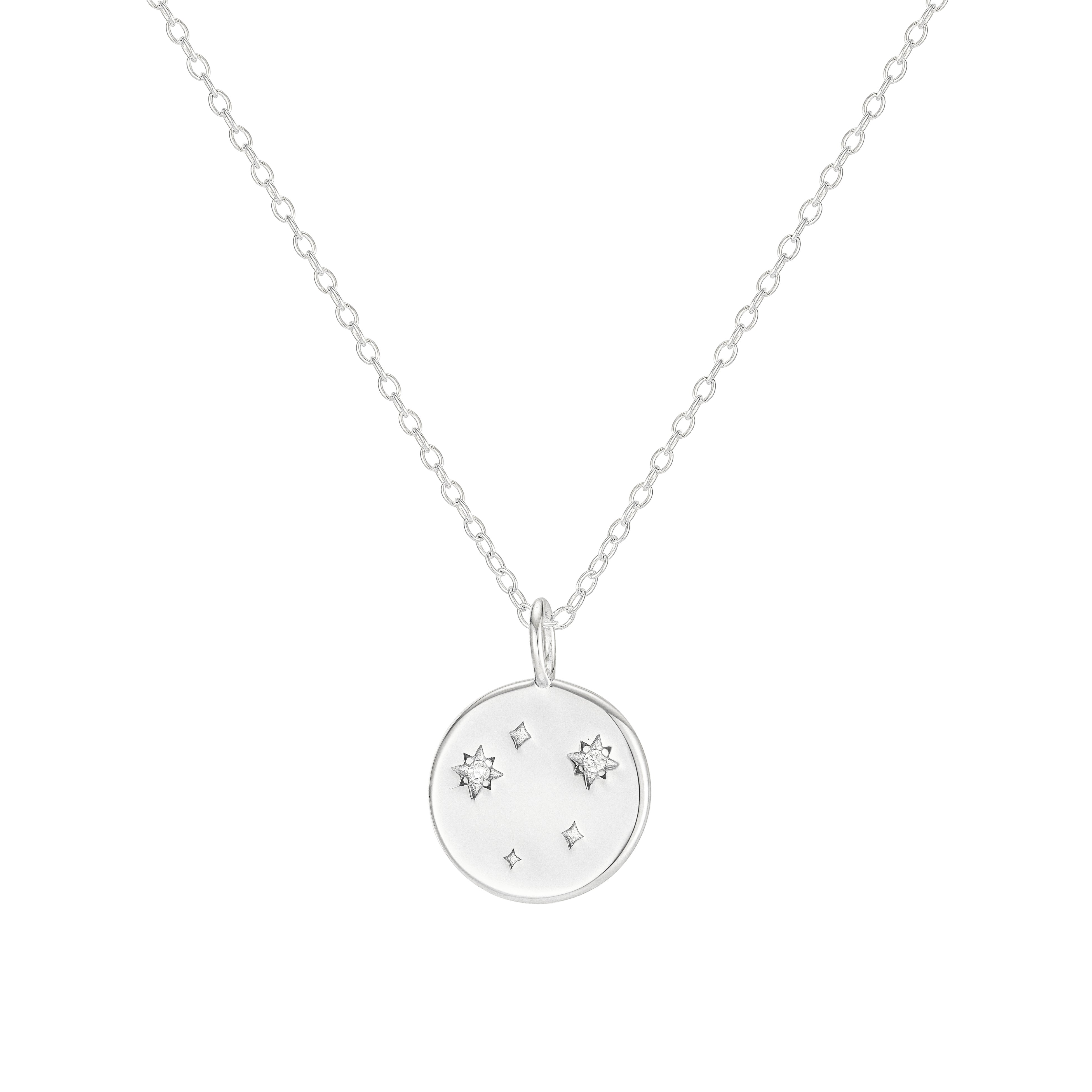 Silver Libra Zodiac Constellation Necklace