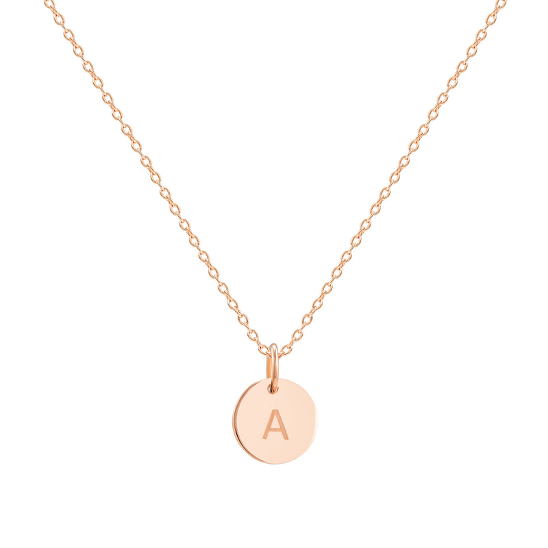 Rose gold initial disc necklace Clearance
