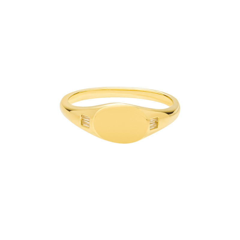 Gold Baguette Edge Signet Ring