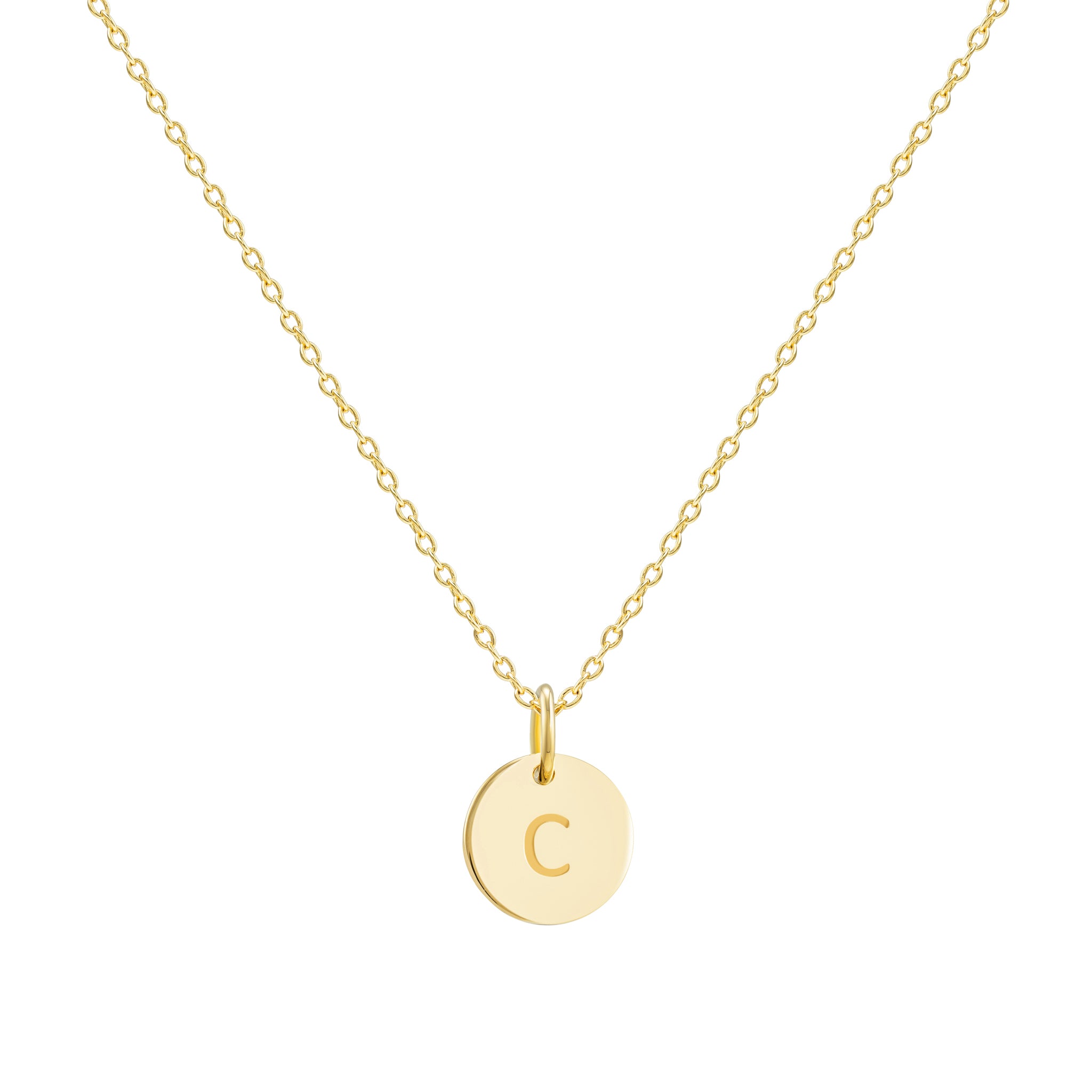 Gold Initial Disc Necklace