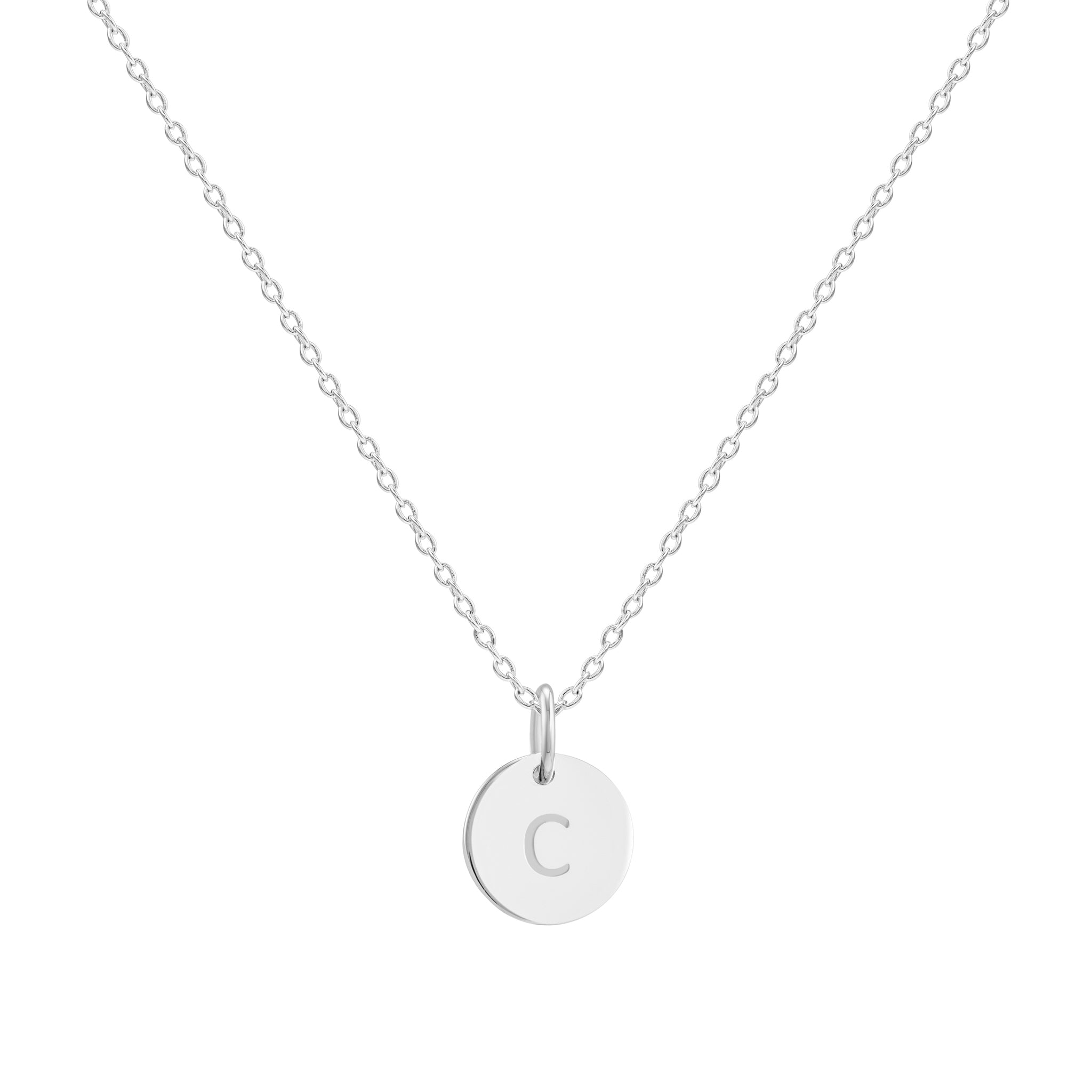 Silver Initial Disc Necklace