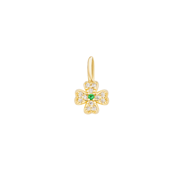 Gold Emerald Four Leaf Clover Pendant