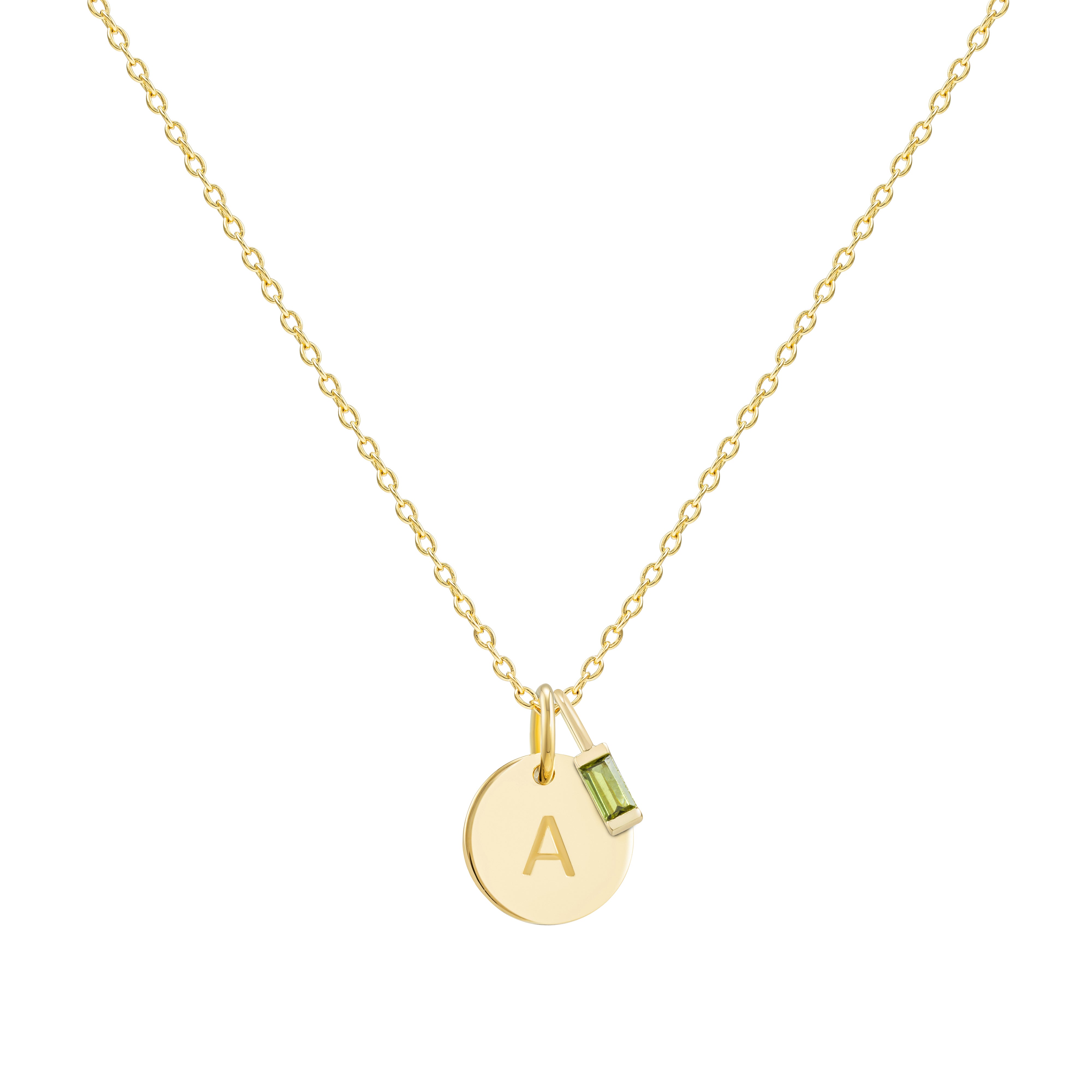 Gold Initial Disc Necklace