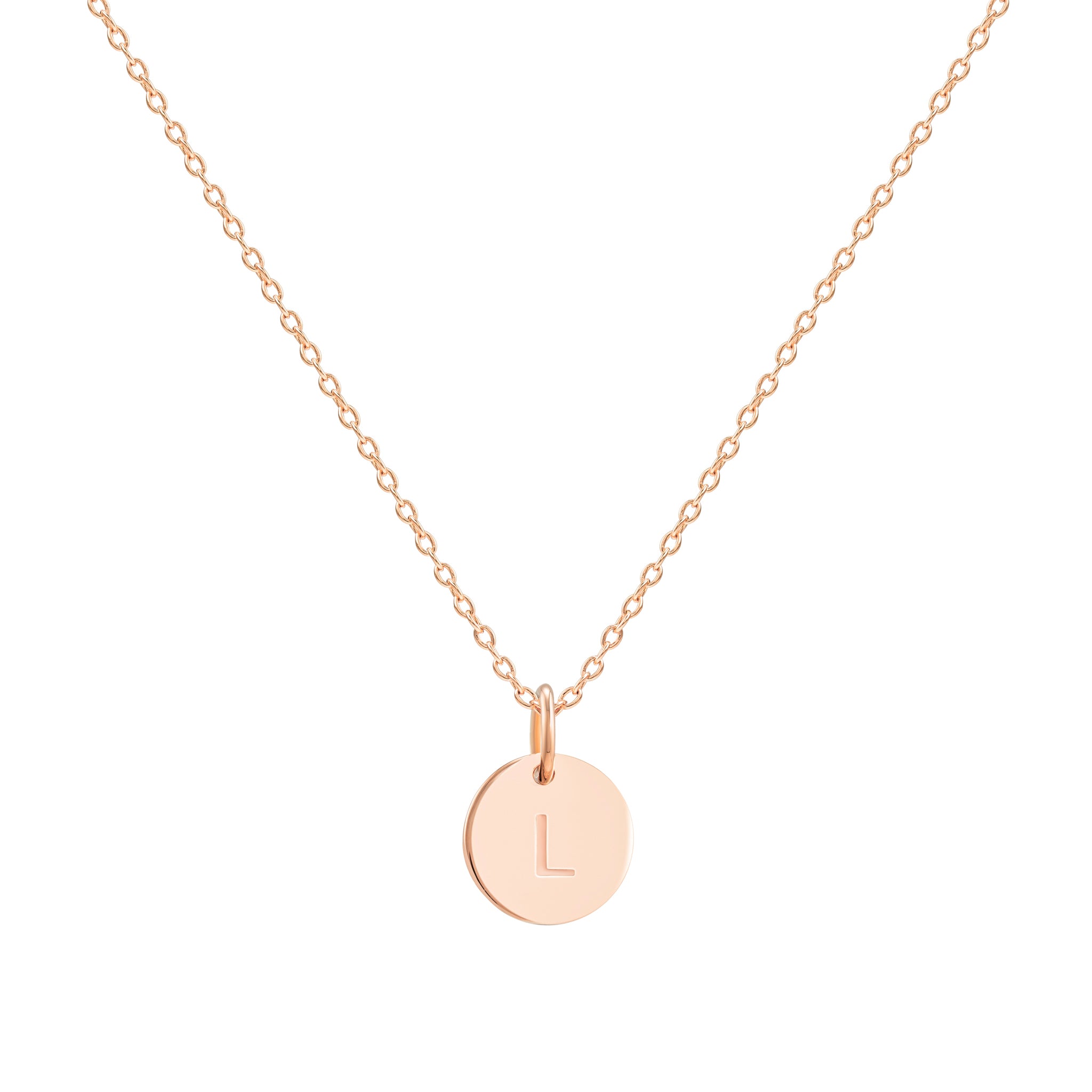 Rose Gold Initial Disc Necklace