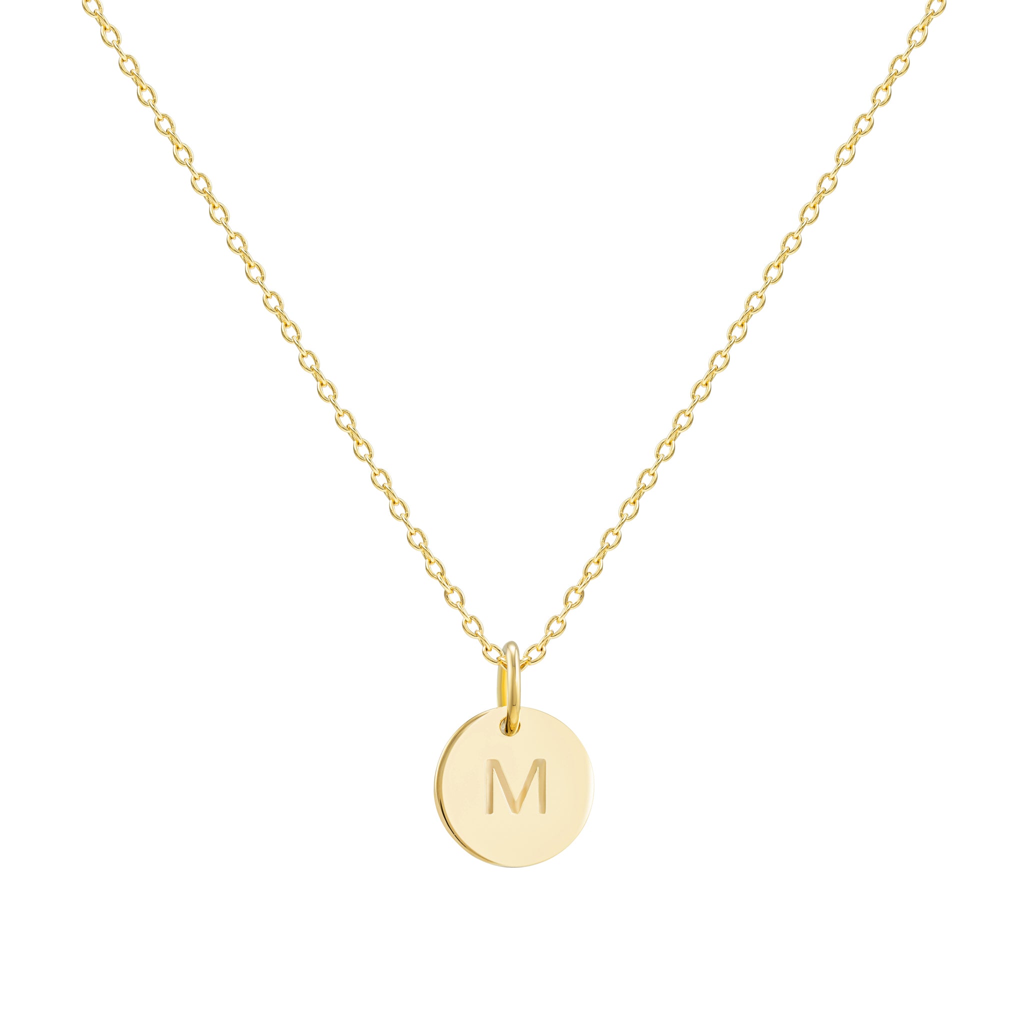 Gold Initial Disc Necklace