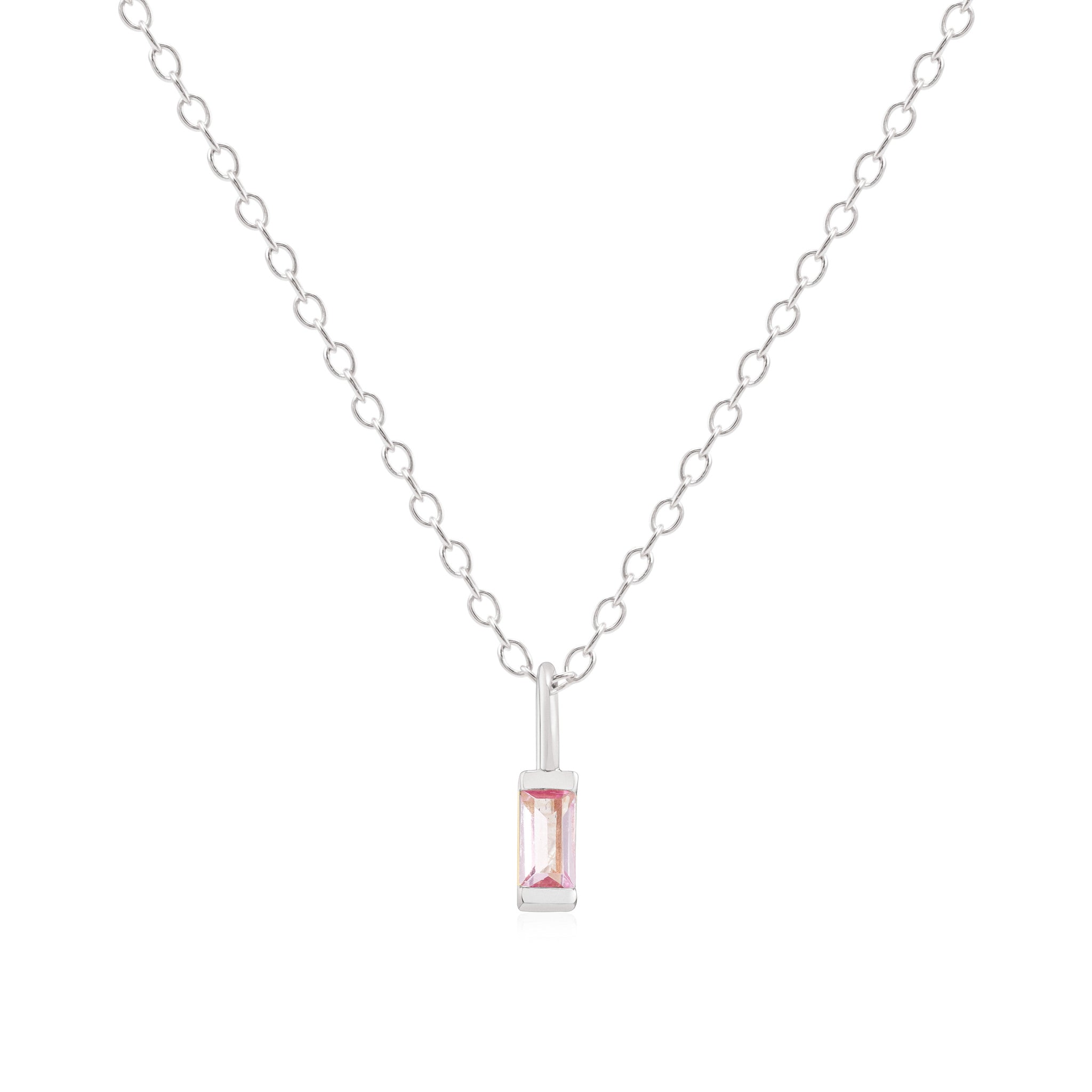 June Birthstone Necklace - silver