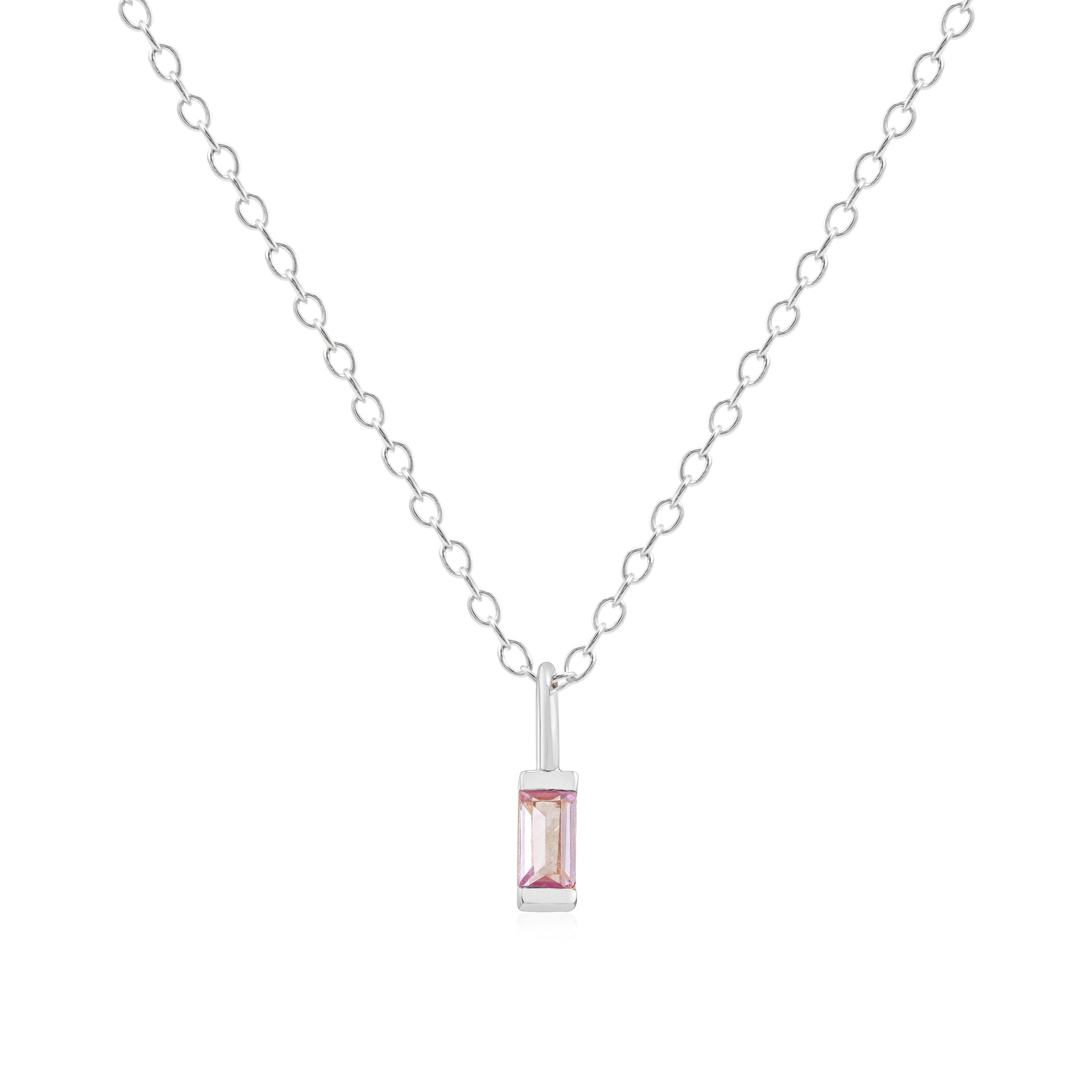 October Birthstone Necklace - silver