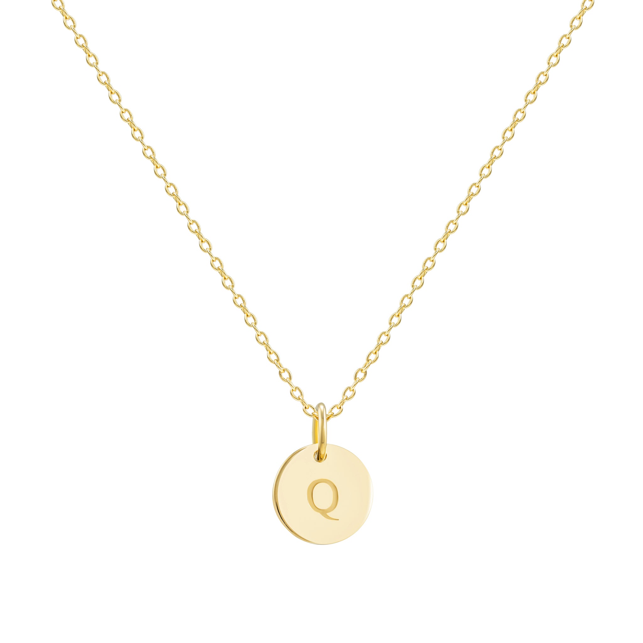 Gold Initial Disc Necklace