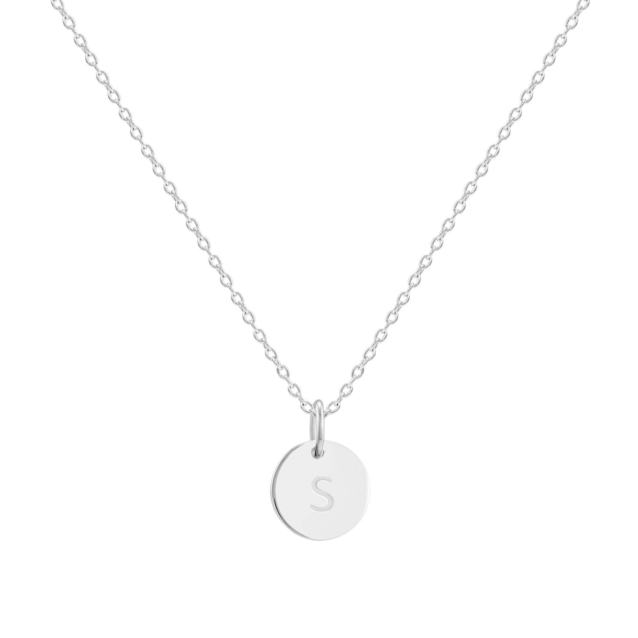 Silver Initial Disc Necklace