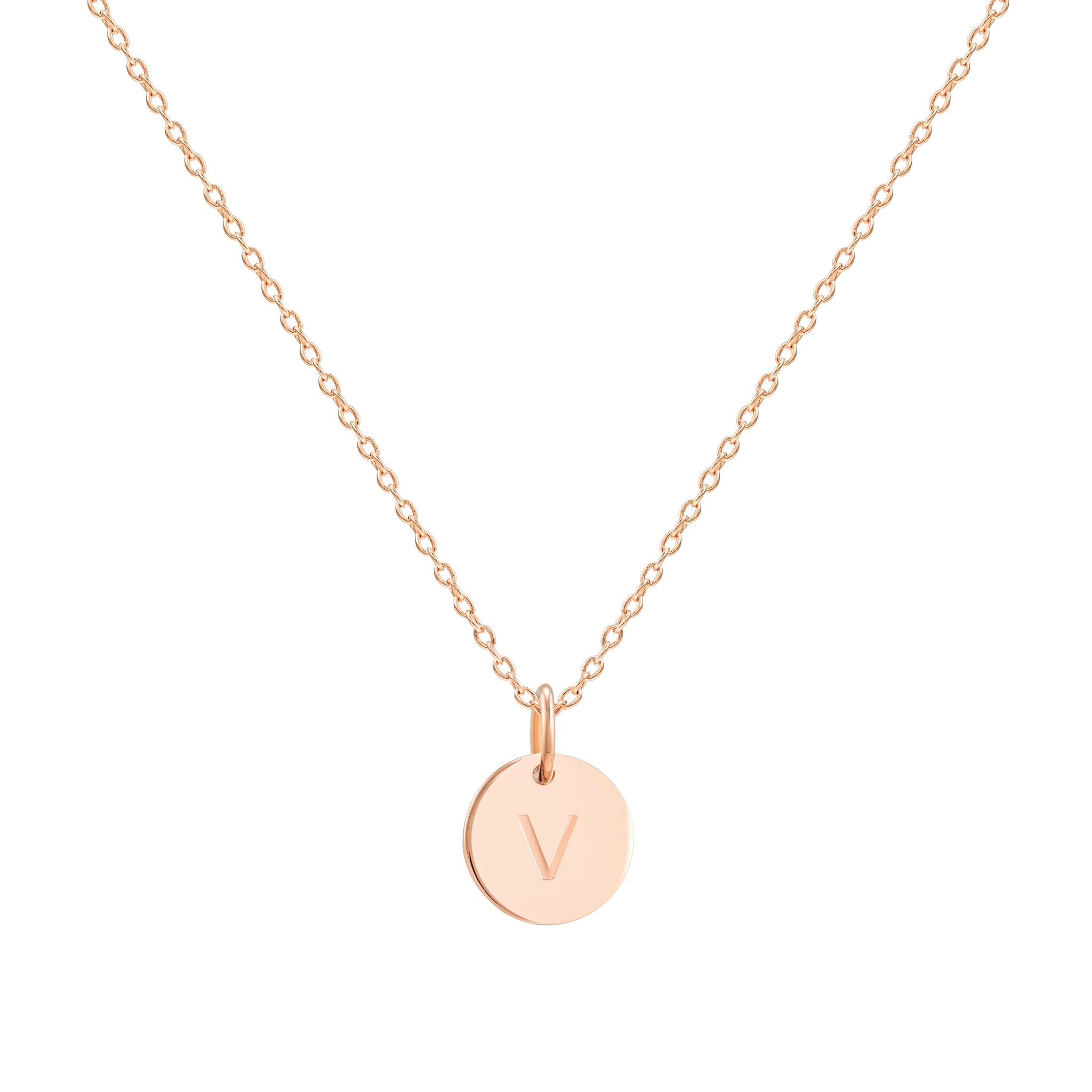 Rose Gold Initial Disc Necklace